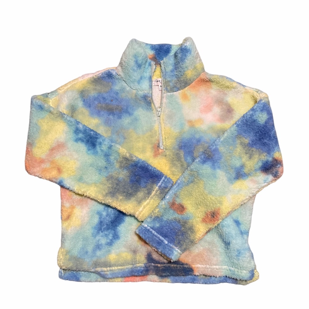 Love + Joy Rainbow Sherpa Tie Dye Fuzzy Pullover